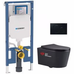 Caractéristiques du Pack WC bati-support UP720 slim + WC sans bride Swiss Aqua Technologies, Noir mat + abattant softclose +  ...