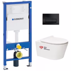 Caractéristiques du Pack WC bâti-support Geberit Duofix UP100 + WC sans bride Swiss Aqua Technologies Brevis + Abattant ultra ...