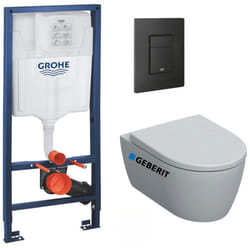 Grohe - Pack wc Rapid sl + wc suspendu Geberit iCon avec fixations invisibles + Plaque de commande noir mat (RapidSL-ICon-KF0)