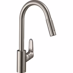 Caractéristiques du Mitigeur d'évier 240 avec douchette extractible, 2 jets, Inox brossé, Hansgrohe Focus M41 (31815800) : Co ...