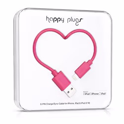 Happy Plugs 2m, Lightning - USB, 2 m, Lightning, USB A, Rose, USB 2.0, 1 pièce(s)