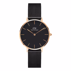 Daniel Wellington Petite Ashfield Montre bracelet Femelle Quartz Noir, Or rose Or rose