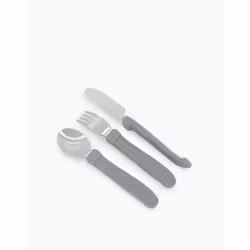Twistshake Learn Cutlery Stainless 12 Monate / Grey Couverts pour enfants en bas âge Gris Polypropylène (PP), Élastomère thermoplastique (TPE), Acier inoxydable