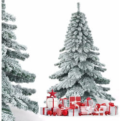 Costway - Arbre de Noël Artificiel à Flocons de Neige 180cm avec Charnières,Support Métallique Pliable Non Lumineux Décoration de Fête