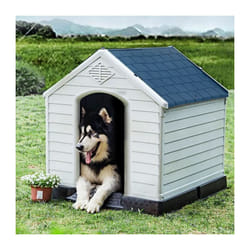 Costway - Niche pour Chien en Polypropylène Imperméable et Ventilé avec Bouche d'Aération et Plancher Surélever pour Utilisation Intérieure ou