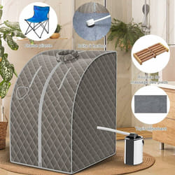 Costway - Sauna Cabine Pliable 1000W, 3L Sauna à Vapeur Portable avec Télécommande 9 Options de Minuterie Fonction de Vaporisation, Appareil à Vapeur