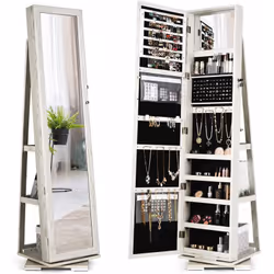 Attributs : 【Armoire à bijoux 2 en 1 avec miroir :】Profitez du double avantage de l'armoire à bijoux et du miroir d’habillage ...