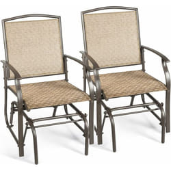 Costway - Fauteuil à Bascule Lot de 2 avec Accoudoirs, Fait en Textilène Confortable, Chaise à Bascule de Jardin Cadre en Acier pour Cour Terrasse