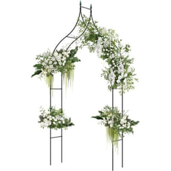 COSTWAY Arche de Jardin en Métal 287CM pour Plantes Grimpantes, Arceau à Rosiers Treillis D'inspiration Gothique Décoration pour Mariage