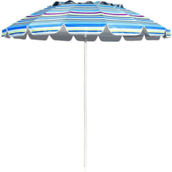 Parasol de Plage Inclinable 2,45 m Protection upf 50+ Baleines en Fibre de Verre avec Sac Pied Amovible Bleu - Costway