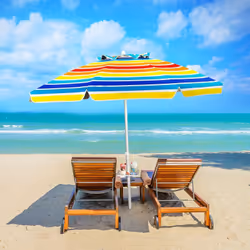 Attributs : 【Structure stable et solide】 Le mât stable en acier revêtu et les 8 baleines soutiennent le parasol et préviennen ...