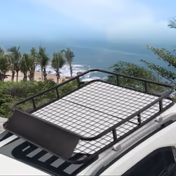 COSTWAY Porte-Bagages de Toit pour Voiture en Métal 122,5x102CM avec Déflecteur d'Air Capacité 75 KG Noir Accessoires Automobiles