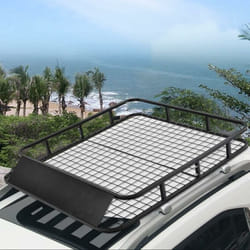 COSTWAY Porte-Bagages de Toit pour Voiture en Métal 122,5x102CM avec Déflecteur d'Air Capacité 75 KG Noir Accessoires Automobiles