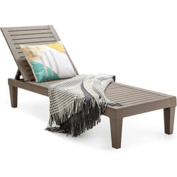 Bain de Soleil Inclinable Chaise Longue Dossier Réglable sur 5 Positions Charge 180KG Résistante aux Intempéries pour Plage Marron - Costway