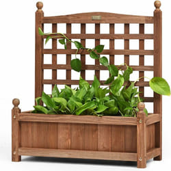 Costway - Jardinière avec Treillis en Bois 64,5 x 28 x 75 cm Bac à Fleurs Rectangulaire avec Trous de Drainage pour Jardin Terrasse