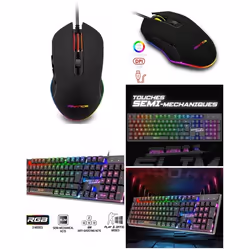 Pack GAMER 2 en 1 - ADVANCE - PRO-GTA210 - Souris 2400DPI RGB - Clavier Semi Mécanique RGB - Anti-ghosting