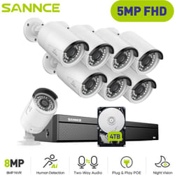 Kit de Vidéosurveillance Filaire,16CH nvr avec 3MP × 8 Sécurité Caméras PoE Vision Nocturne Caméra de Surveillance Accès Distance,4TB hdd - Sannce