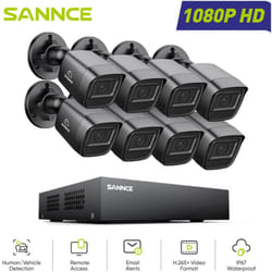 Système de sécurité filaire extérieur 1080P 8 canaux 8 caméras,Vision Nocturne Accès à Distance Kit de Vidéosurveillance - Sannce