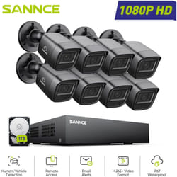 Sannce - Système de sécurité filaire extérieur 1080P 8 canaux 8 caméras,Vision Nocturne Accès à Distance Kit de Vidéosurveillance,1TB hdd