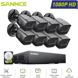 Sannce - Système de sécurité filaire extérieur 1080P 8 canaux 8 caméras,Vision Nocturne Accès à Distance Kit de Vidéosurveillance,2TB hdd