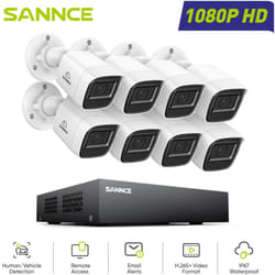 Sannce - Kit de Vidéosurveillance filaire 1080P 8 canaux 8 caméras Bullet 2MP,Vision Nocturne Accès à Distance Système de Caméra de Sécurité