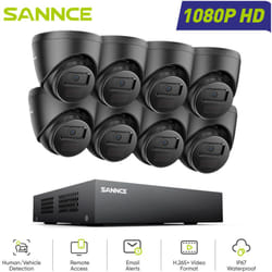 Kit de Vidéosurveillance Extérieur 1080P 8 canaux 8 caméras Turret 2MP,Accès à Distance Vision Nocturne Système de Caméra de Sécurité Filaire - Sannce