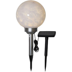 Piquet de jardin solaire Luna, led, lampe boule, extérieur, 2 modes d'éclairage différents, capteur crépusculaire, blanc chaud, 37 cm - Star Trading