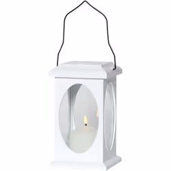 Lanterne à batterie Flame Lantern Outdoor en forme cuboïde, blanche, 23 cm L'élégante lanterne LED FLAME est en plastique bla ...