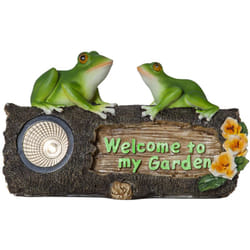 Star Trading Lampe décorative solaire Frogy, LED, extérieur, panneau de jardin avec grenouilles, capteur crépusculaire, blanc chaud, 24 cm