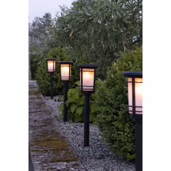 Star Trading Bollard Flame, Éclairage au sol extérieur, Noir, IP44, Jardin, Capteur de luminosité, LED