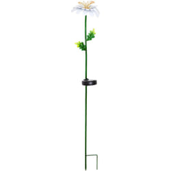 Star Trading - Décoration solaire Daisy, marguerite, blanc, led, capteur crépusculaire, blanc chaud, 77 cm