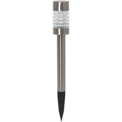 Borne d'éclairage solaire Terni, lampe de chemin, argent, led, capteur crépusculaire, blanc chaud, extérieur, 42 cm - Star Trading