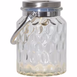 Lampe de table LED 'Triss', verre, pile et minuterie, transparent, blanc chaud Belle lampe de table en verre craquelé (set de ...