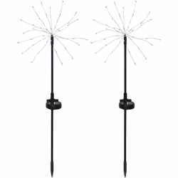 Piquet de terre solaire Firework, lot de 2 Les deux tiges solaires LED FIREWORK se composent d'un piquet de terre en métal no ...