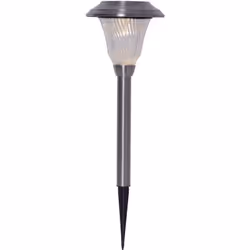 Borne lumineuse solaire à LED 'Barcelona', acier inoxydable, capteur crépusculaire, blanc chaud, 41cm Lampe de jardin solaire ...