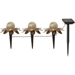 Star Trading - Piquet de terre solaire Lilly, led, 3 boules de verre, or, extérieur, métal, pique décorative, capteur crépusculaire, blanc chaud, 130