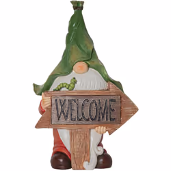 Figurine solaire Gnomy, figurine de bienvenue La figurine solaire LED GNOMY est faite de pierre artificielle peinte et représ ...