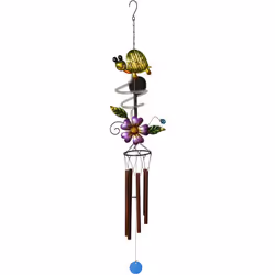 Carillon éolien solaire Tortue, fleur, tortue, capteur crépusculaire, 17 x 104 cm Le carillon éolien solaire LED TURTLE est e ...
