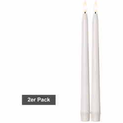 Star Trading Bougie Set Flame Slim, 2 pièces, bougies antiques, blanc, LED, minuterie, blanc chaud, extérieur, 28 cm
