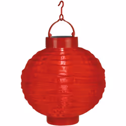 Lampion solaire LED 'Festival', capteur de crépuscule, extérieur, 22cm, rouge Lampion recouvert de tissu pour le jardin, la t ...