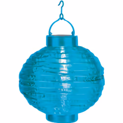 Lampion solaire LED 'Festival', capteur de crépuscule, extérieur, 22cm, bleu Lampion recouvert de tissu bleu pour le jardin, ...