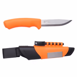 Morakniv Bushcraft Survival, Camper/scout, Pointe centrale, Acier inoxydable, Élastomère thermoplastique (TPE), Orange, 1 out ...