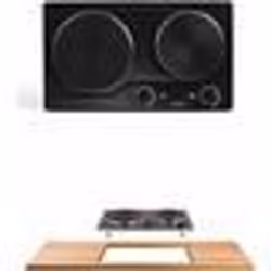 Double plaque Chauffante Encastrable Électrique 2 Foyers 2500 W Protection contre la surchauffe Noire