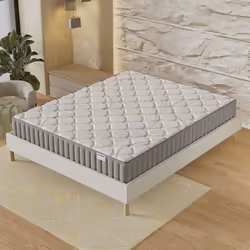 Matelas + Sommier (90 x 190cm)- Matelas Sirius Latex naturel 16cm + Sommier Bois Stable & Robuste revêtement Tissu Blanc