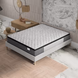 Ensemble matelas + Sommier (140x200cm)- Elekctra Ressorts ensachés & mémoire de Forme Ép 30cm + Sommier Bois stable Tissu Bla ...