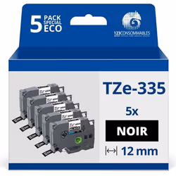 Pack de 5 Rubans laminé s gé né riques Brother TZe335  (TZ-335) pour l impression d é tiquettes avec une é tiqueteuse é