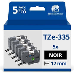 Pack de 5 Rubans laminé s gé né riques Brother TZe335  (TZ-335) pour l impression d é tiquettes avec une é tiqueteuse é