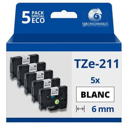 Ruban laminé  gé né rique Brother TZe211 (TZ-211) pour l impression d é tiquettes avec une é tiqueteuse é lectronique.