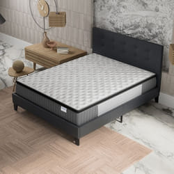 Ensemble MATELAS + LIT (140x200cm)- Elekctra 30cm Ressorts ensachés & Mémoire de forme + Sommier & tête de lit revêtement Noir