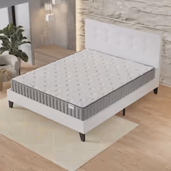 Ensemble MATELAS + LIT (120x190cm)- Orionis 16cm Mémoire de forme & Mousse HDensité + Sommier stable & tête de lit revêtement ...